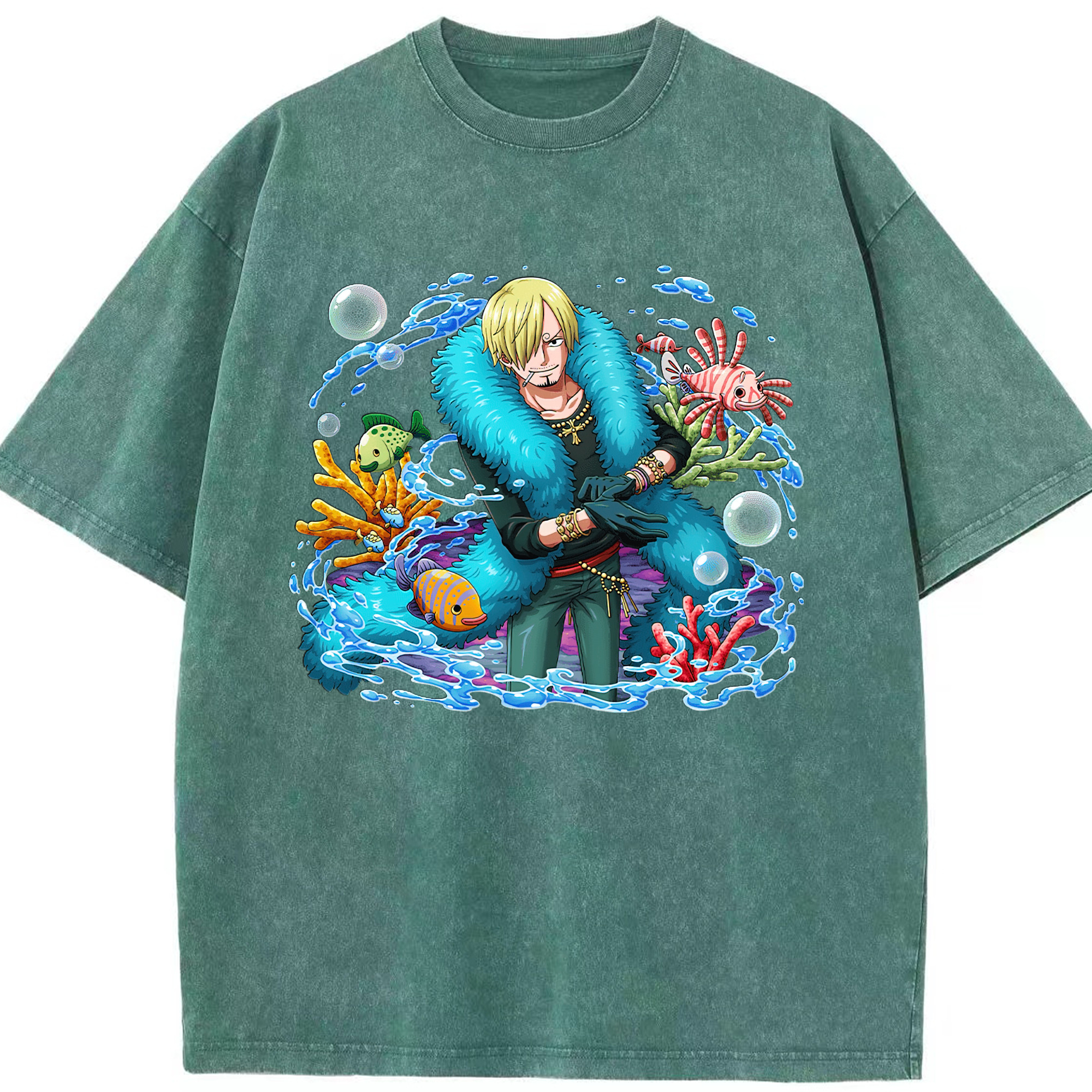 ワンピース サンジ ONE PIECE Sanji 綿100% ヴィンテージ風 半袖Tシャツ（フロントプリント）